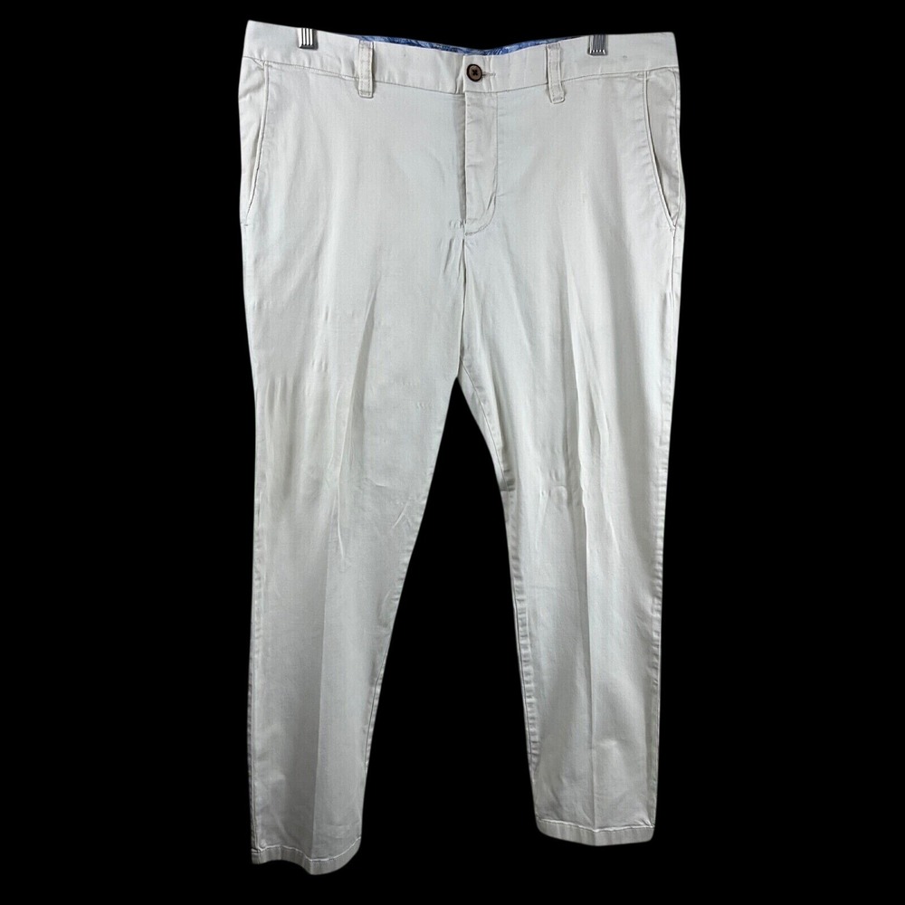 Tommy Bahama Mens Chino Pants White 36x32 Casual Flat Front Preppy Old‎ Money
